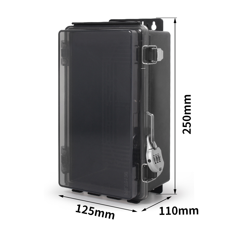 مخطط أبعاد صندوق التوصيل الأسود الشفاف المقاوم للماء من PHLTD