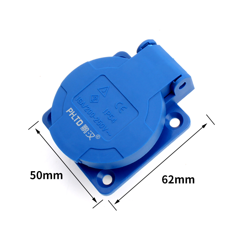 Diagrama y Tamaño del Enchufe Impermeable para Exteriores Estándar Europeo PHLTD IP54