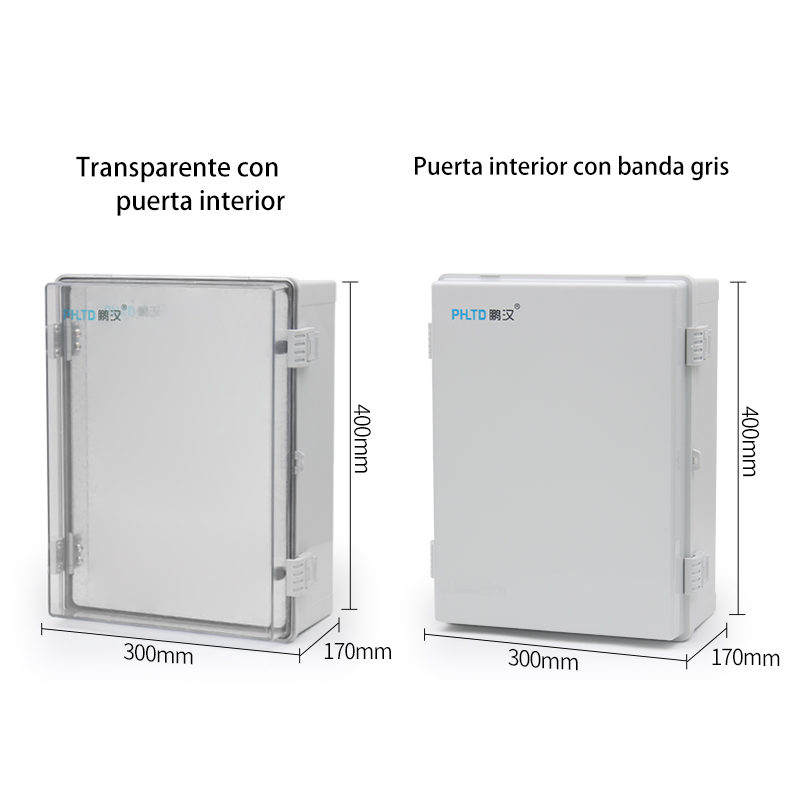 Caja de distribución de plástico impermeable al aire libre PHLTD, caja de control de puerta interior gris y transparente