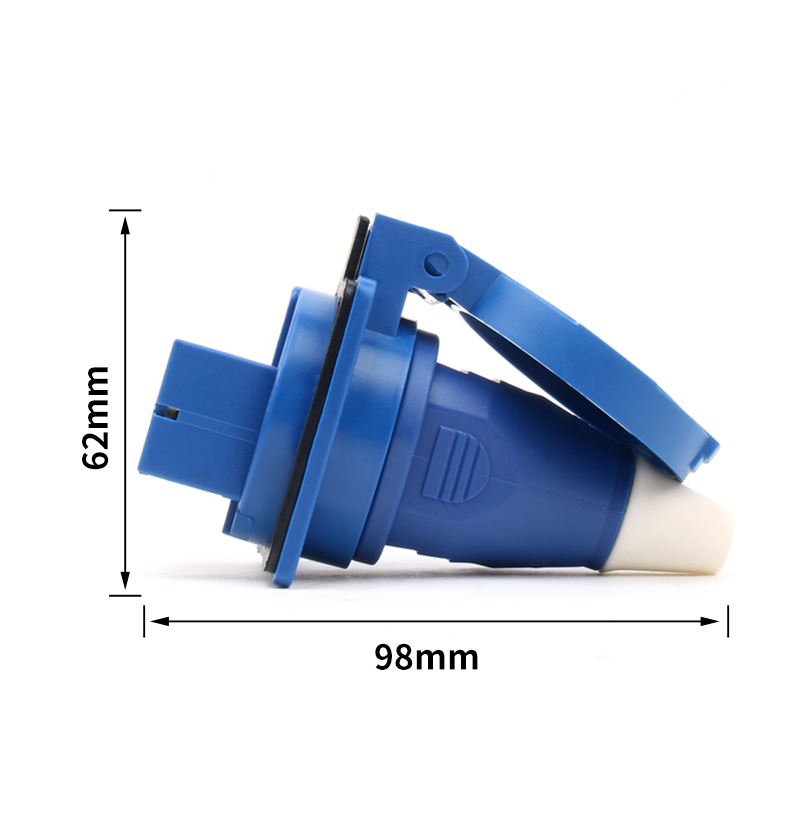 Diagrama de Tamaño del Enchufe de Carga Exterior Impermeable de 16A Estándar Europeo IP54 PHLTD