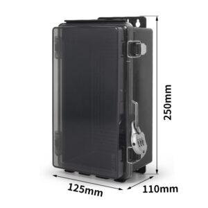 Boîte d'insertion étanche PHLTD noire transparente, dessin des dimensions-