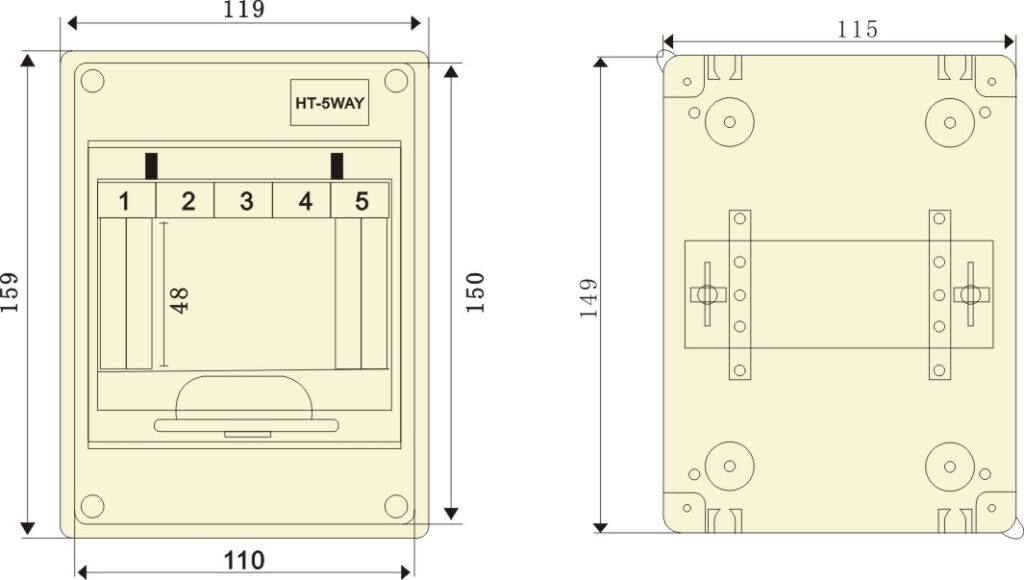 Boîtier de distribution étanche PHLTD, boîtier de commutation, protection contre les fuites, montage en surface, boîtier de commutation d'air de circuit HT-5 en plastique, taille 120x100x154-