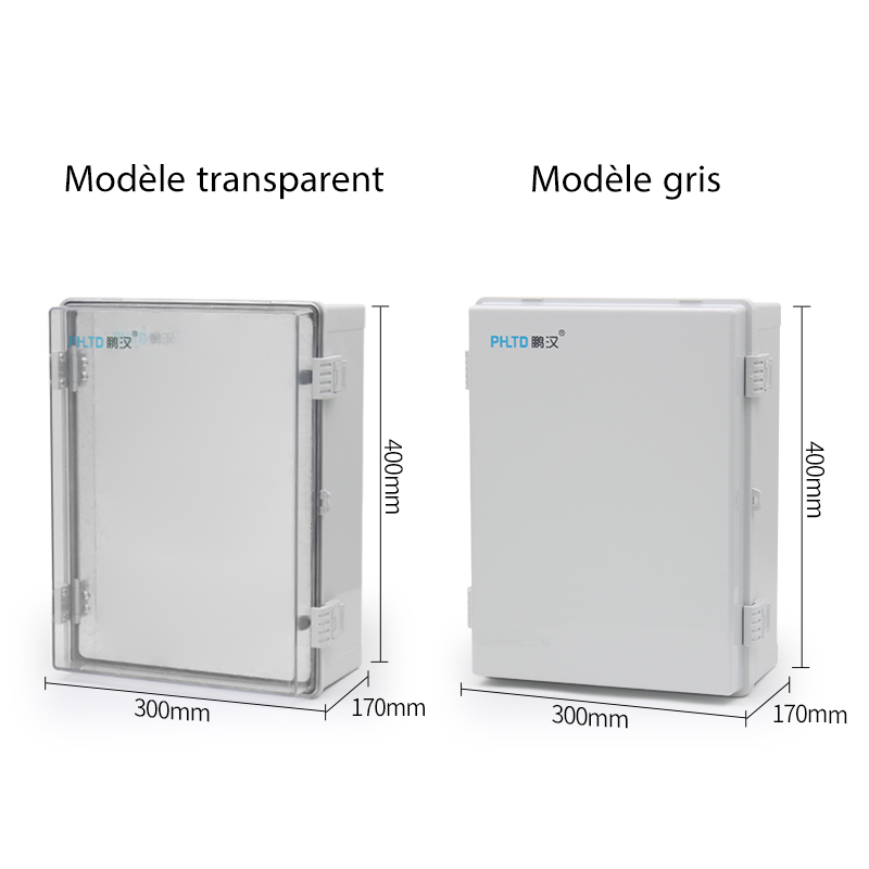 Boîtier de distribution en plastique étanche pour extérieur PHLTD avec boîtier de base de commande de porte intérieure gris et transparent