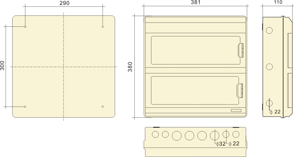 Boîtier de distribution extérieur PHLTD IP66 étanche à la pluie PC ignifuge monté en surface boîtier de protection d'interrupteur d'air PC-36 diagramme de taille de circuit-