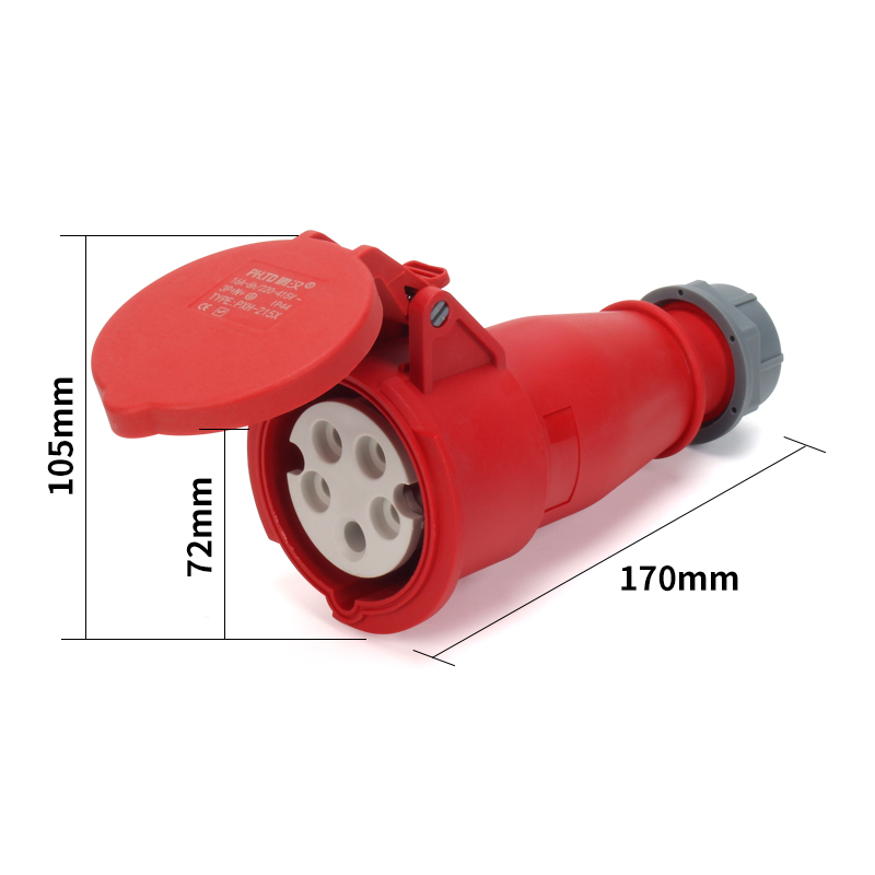 Cherchez : Connecteur industriel IP44, femelle et mâle, étanche, avec 5 cœurs, 32 A, taille 105 x 170 mm