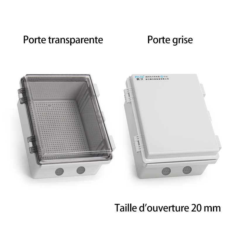 Boîte de distribution étanche extérieure PHLTD avec trou de sortie transparent gris en option