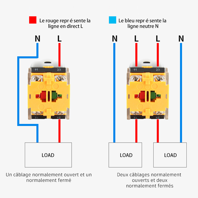 Phltd 22mm avec interrupteur à bouton - poussoir lumineux la38 - 11dn interrupteur d'alimentation marche  arrêt auto - Réinitialisation point de verrouillage automatique schéma de câblage-