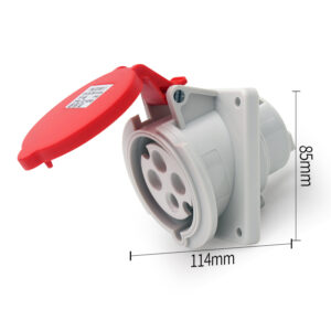 Recherchez le bloc d'alimentation étanche Phltd Dark Mount de classe industrielle, avec 4 cœurs, une capacité de courant de 32 A et une taille de 114 x 85 mm.