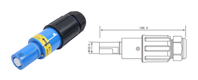 Fiche femelle en ligne rhinocéros monoconducteur PHLTD 150-400A/380V, connecteur rapide à courant élevé pour éclairage de scène
