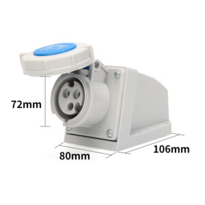 Prise de courant industrielle Phltd, à grand courant, IP67 imperméable à l'eau, à 3 cœurs, 32A, en version de prise murale, de taille 72x80x106mm