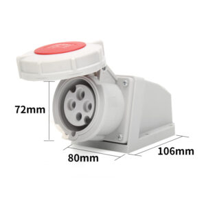 Prise de courant industrielle Phltd, à grand courant, IP67 imperméable à l'eau, à 4 cœurs, 32A, en version de prise murale, de taille 72x80x106mm
