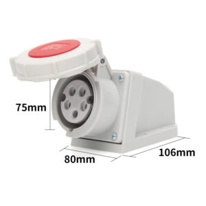 Prise de courant industrielle Phltd, à grand courant, IP67 imperméable à l'eau, à 5 cœurs, 32A, en version de prise murale, de taille 75x80x106mm
