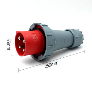 Prise industrielle imperméable à l'eau PHLTD à grand courant IP67, 4 noyaux, 63A, mâle et femelle, prise aéronautique, taille 65 x 250 mm."