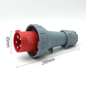 Prise industrielle imperméable à l'eau PHLTD à grand courant IP67, 5 noyaux, 63A, mâle et femelle, prise aéronautique, taille 65 x 250 mm.