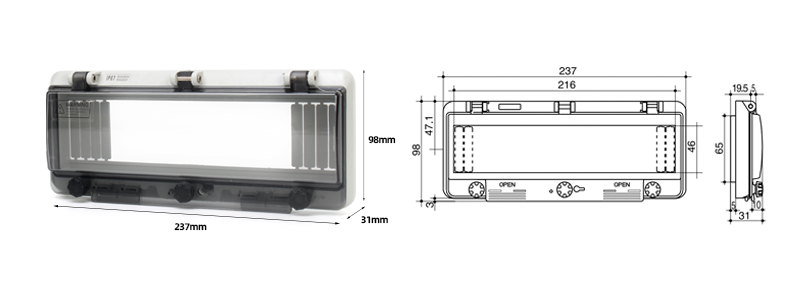 PHLTD 12-slot waterproof window unit for electrical connections