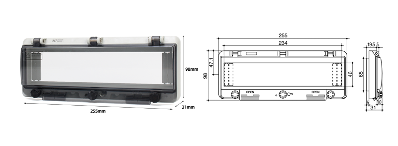 PHLTD 13-slot waterproof window unit for electrical connections