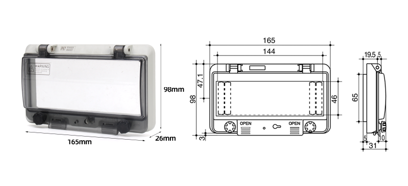 PHLTD 8-slot waterproof window unit without a bottom for electrical components