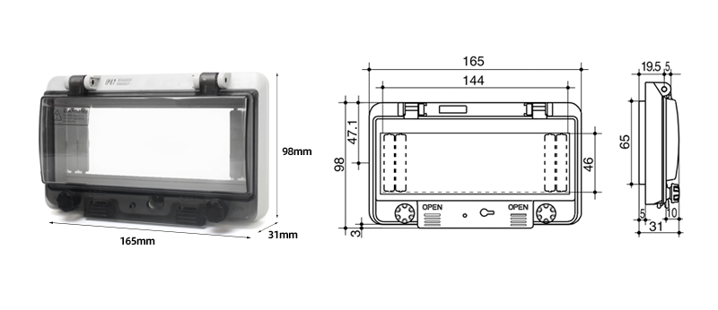 PHLTD 8-slot waterproof window unit for electrical connections