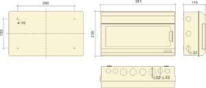 PHLTD IP66 outdoor rainproof PC flame retardant surface mounted distribution box air switch protection box PC-18 circuit size diagram