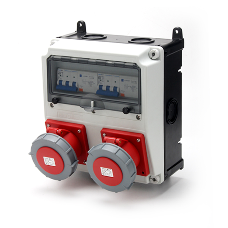 7PHLTD Splicing Distribution Box Industrial Socket 4P 63A with Leakage Protection Box Size 350X270X165mm