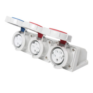 PHLTD قابس ومقبس صناعي عالي التيار IP67 مقاوم للماء، 3 أنوية، 4 أنوية، 5 أنوية، 63A-125A، مقبس مثبت على الحائط مكشوف، 220-415V.