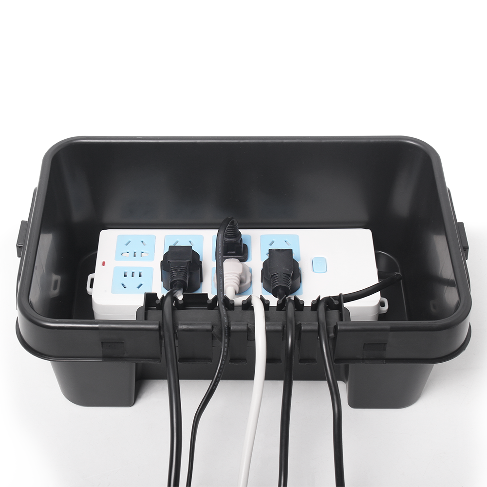Caja eléctrica grande para exteriores PHLTD (12,5 x 8,5 x 5 pulgadas), cubierta de cable de extensión impermeable IP54, resistente a la intemperie, toma de protección, enchufe, toma de corriente, temporizador, tablero de alimentación, decoración de luces navideñas, negro - Image 2