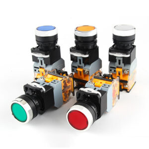 Interruptor de botón PHLTD LA38-11D con luz 220 V, autobloqueo, reinicio automático, control de cabezal plano LA38-11DN, apertura de 22 mm