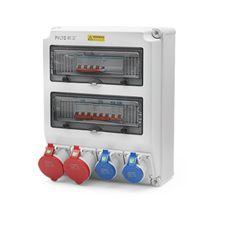 Caja de mantenimiento de energía montada en pared impermeable IP44 con enchufes industriales 5P 32A y 3P 16A, con interruptor de circuito de fuga, tamaño 430x330x175mm