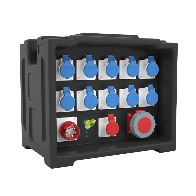 Caja de distribución portátil para iluminación escénica PHLTD con 11 tomas industriales, un enchufe de 63A y un enchufe industrial de cinco núcleos, adecuada para escenario y equipo DJ