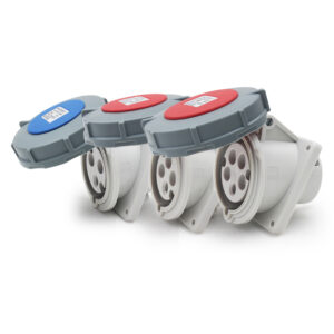 Prise de courant industrielle Phltd, étanche IP67, à courant élevé, avec 3, 4 ou 5 noyaux, 63 A - 125 A, Dark Mount, biseau, tension de 220 V - 415 V.