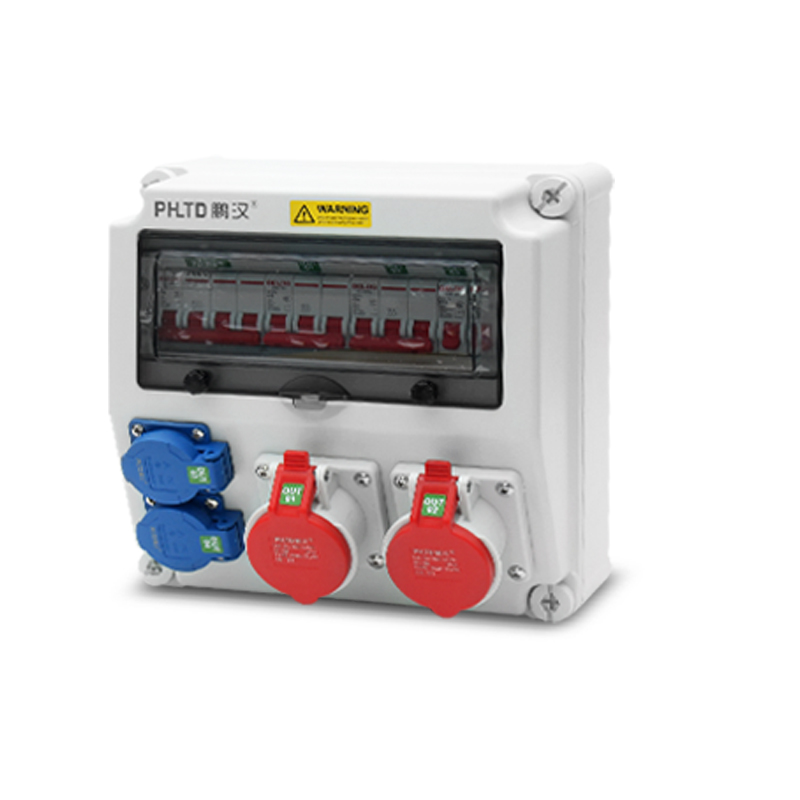 Boîte de maintenance électrique murale étanche IP44 avec prises industrielles 5P 16A et 5P 10A aux normes nationales et interrupteur à air, taille de la boîte extérieure 280x280x155mm