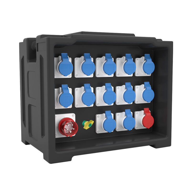 Boîte de distribution de scène portable avec 13 prises industrielles et une fiche à 5 broches