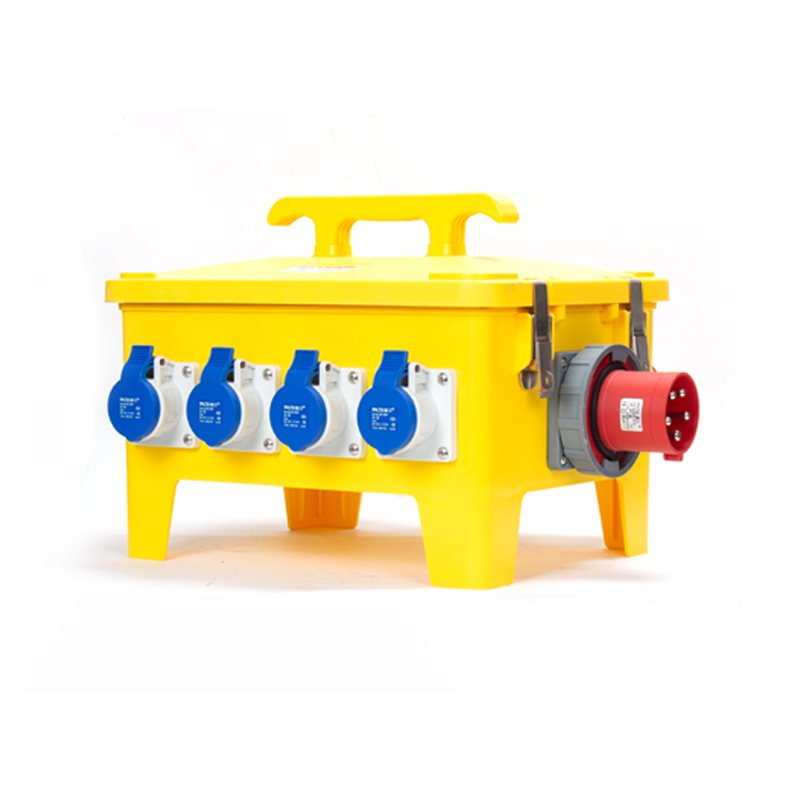 oîte industrielle portable avec prise dissimulée 5P63A, prise industrielle 5P32A et 3P16A, avec disjoncteur principal et protection contre les fuites, taille de la boîte extérieure 340x420x340mm