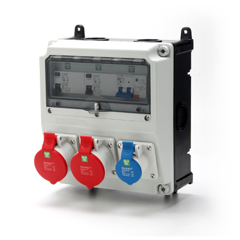 2PHLTD splicing distribution box industrial socket 5P 32A-3P 16A with leakage protection box size 350X270X165mm