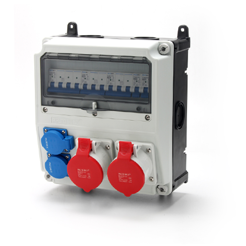 6PHLTD splicing distribution box industrial socket 5P 32A-220V five hole 10A with air switch box size 350X270X165mm